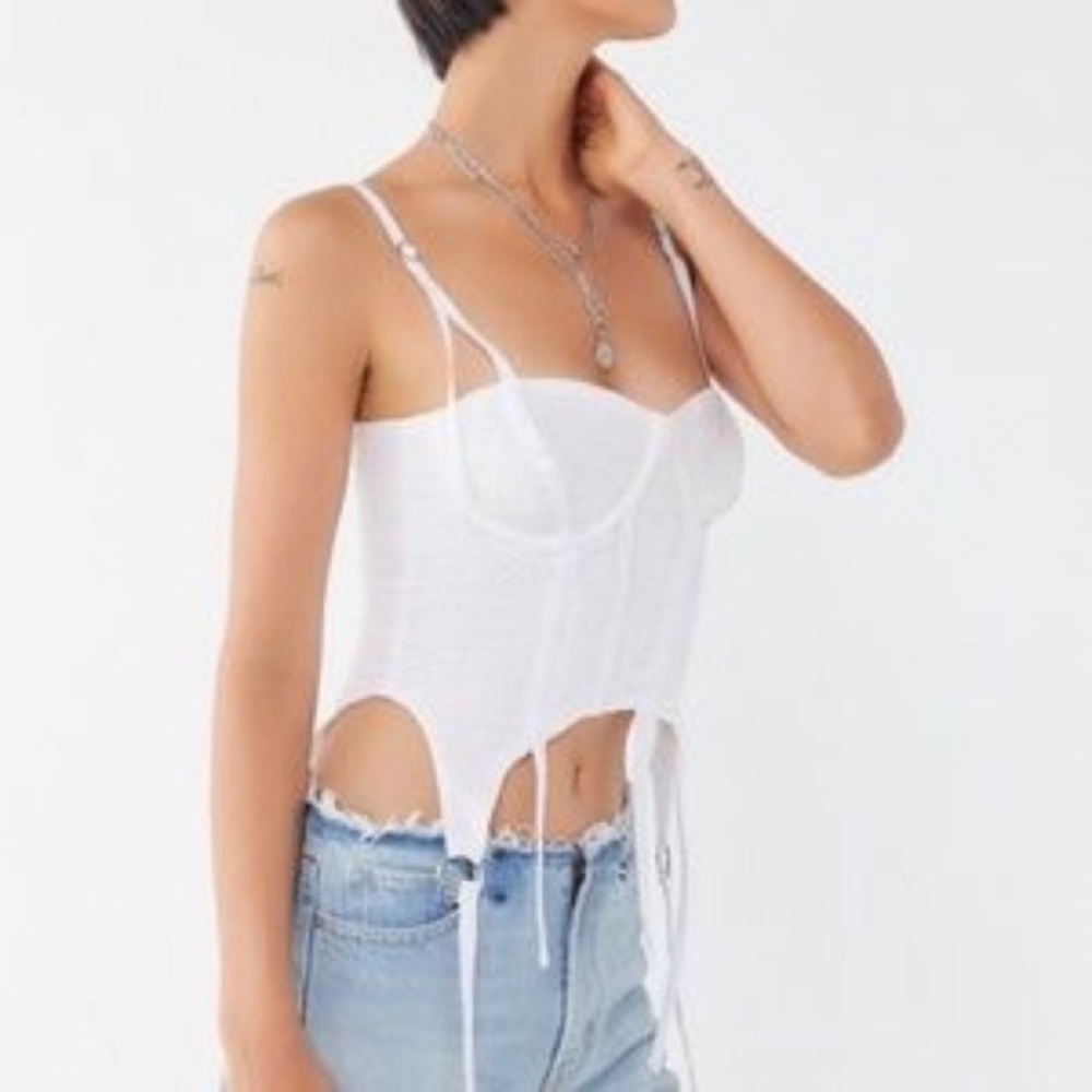 For Love and Lemons Free People White Eyelet Lace Corset Top XS